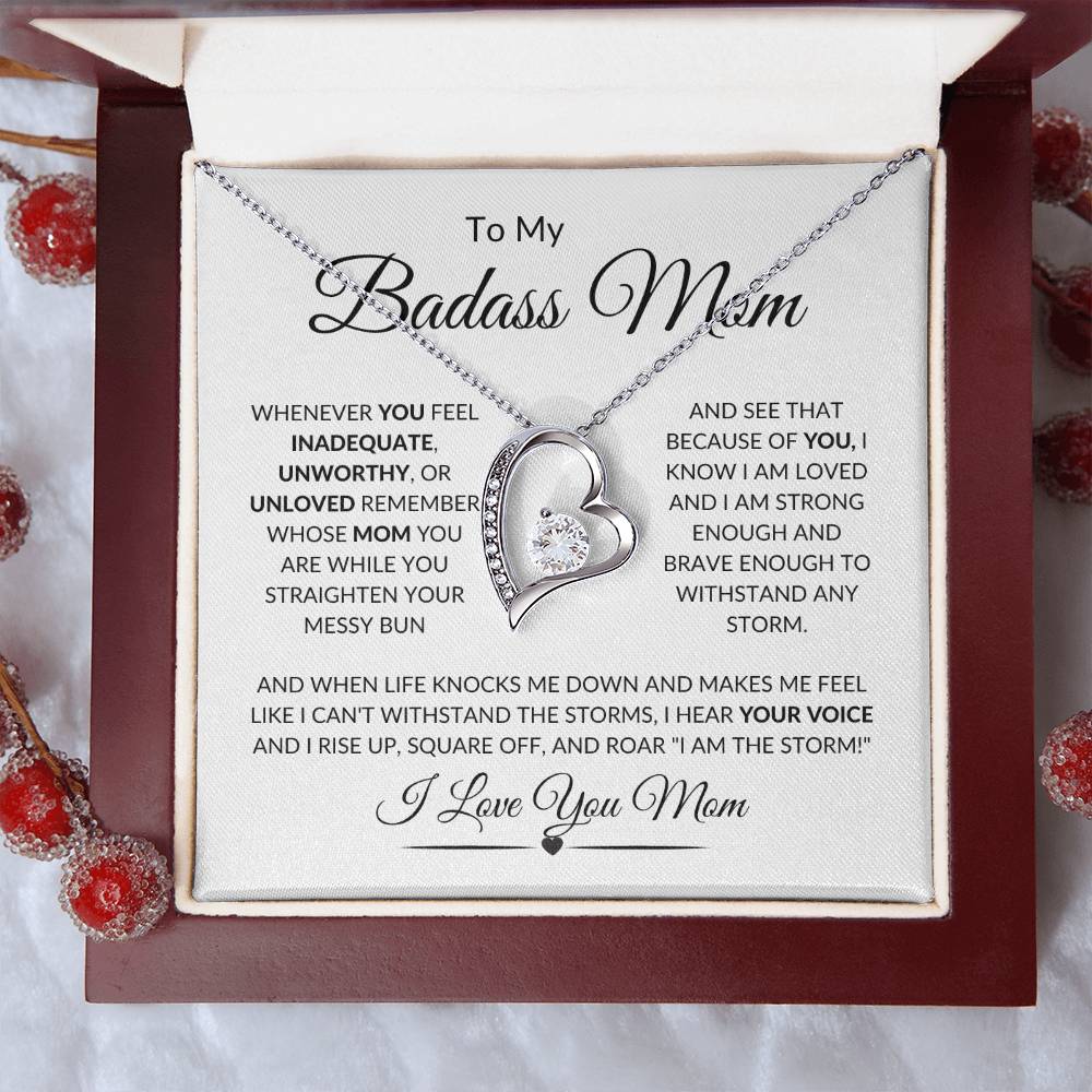 To Badass Mom, Heart Necklace