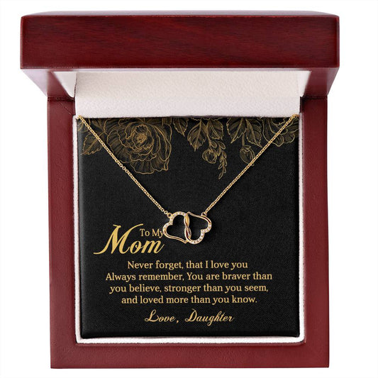 To My Mom, Intertwined Hearts of Love Pendant Necklace