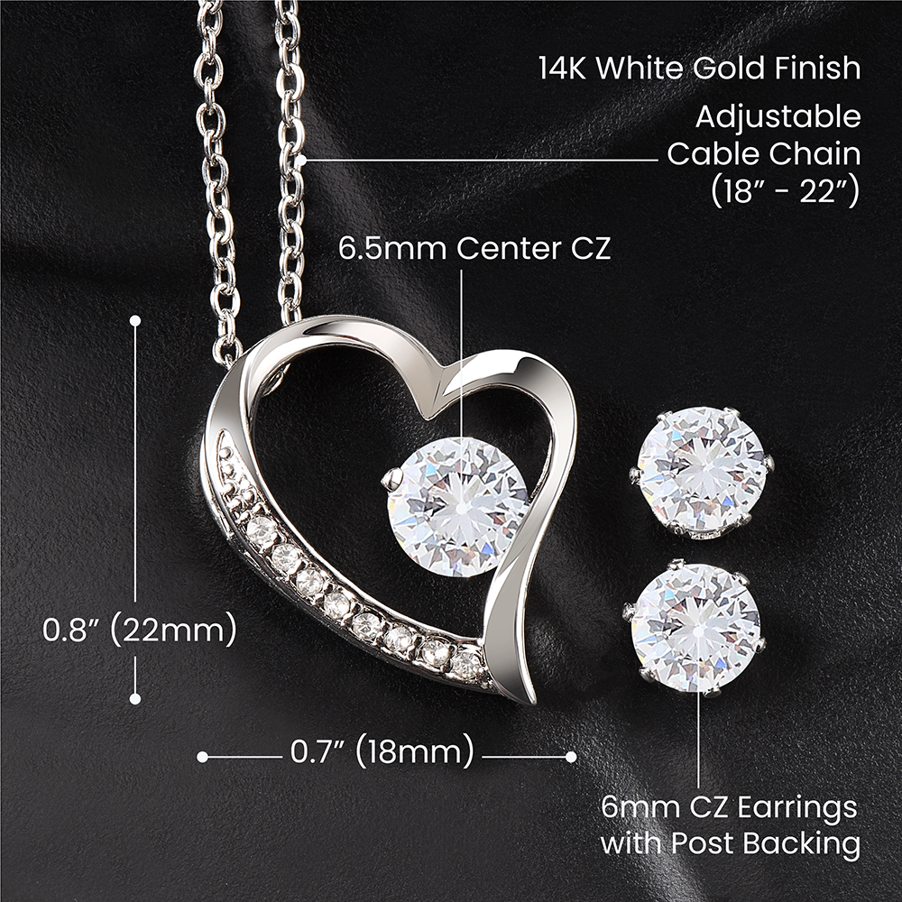 To My Amazing Mom, Heart Pendant and Earring Set