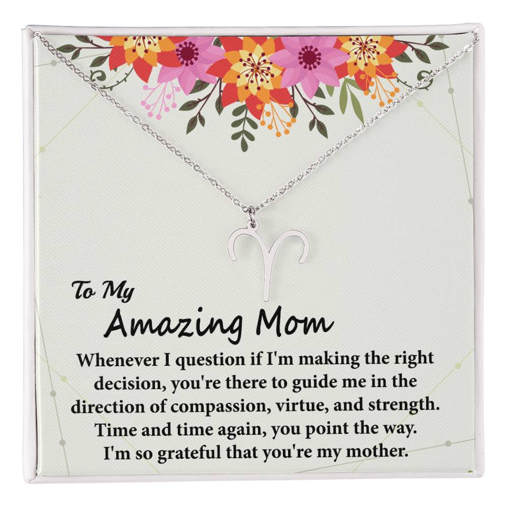 To My Amazing Mom, Zodiac Symbol Pendant Necklace