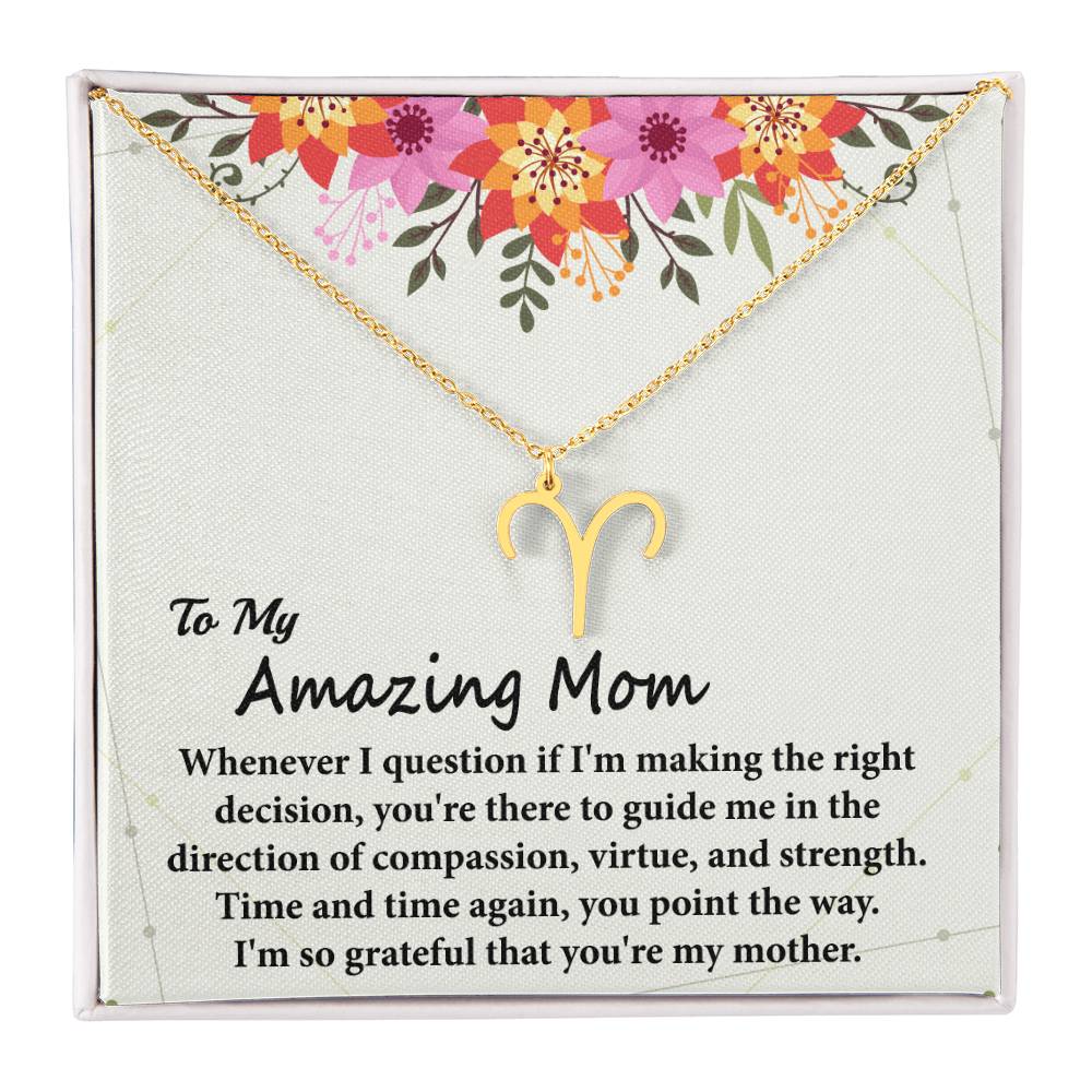 To My Amazing Mom, Zodiac Symbol Pendant Necklace