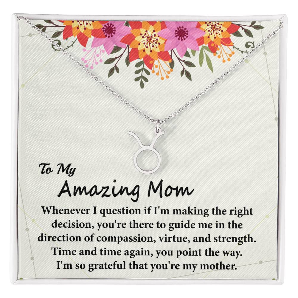 To My Amazing Mom, Zodiac Symbol Pendant Necklace