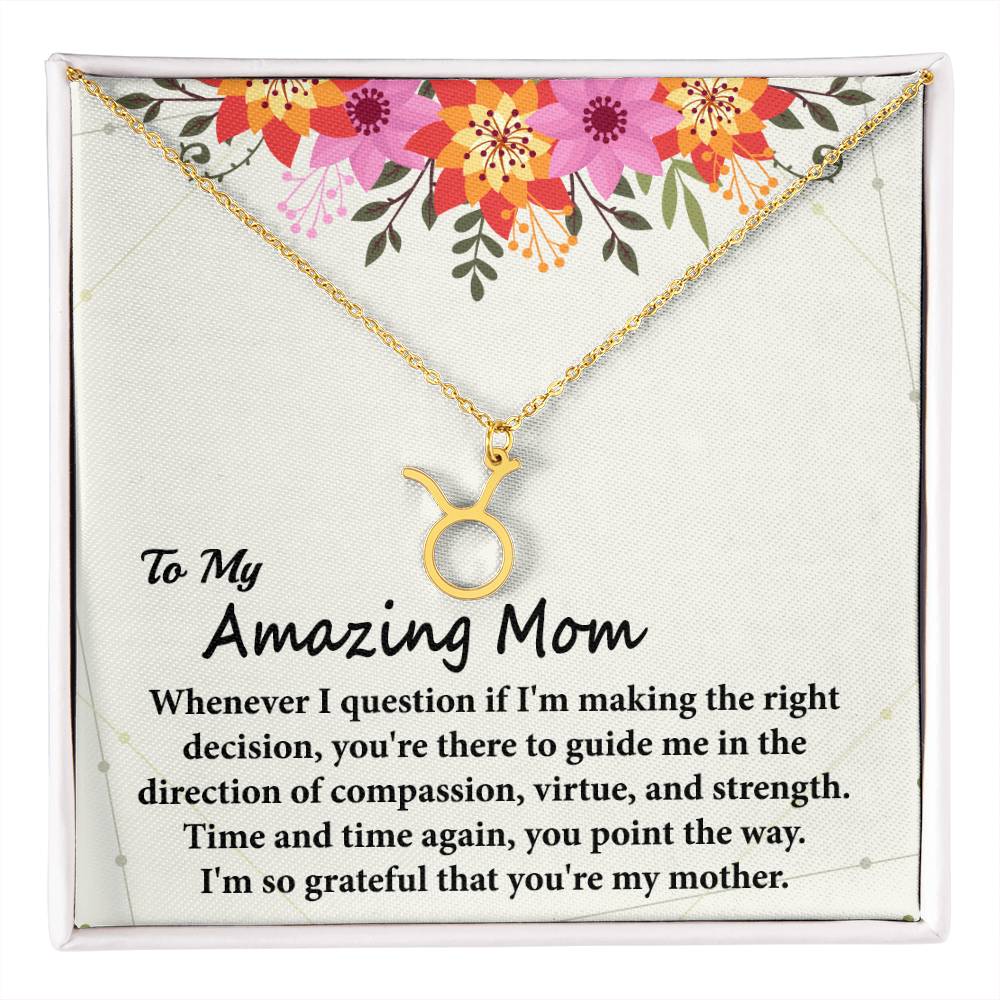 To My Amazing Mom, Zodiac Symbol Pendant Necklace