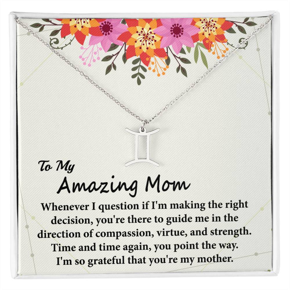 To My Amazing Mom, Zodiac Symbol Pendant Necklace