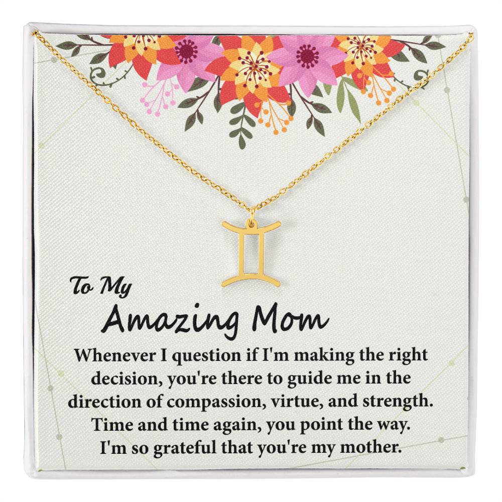 To My Amazing Mom, Zodiac Symbol Pendant Necklace