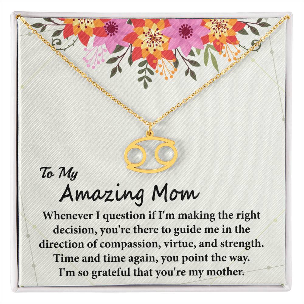 To My Amazing Mom, Zodiac Symbol Pendant Necklace