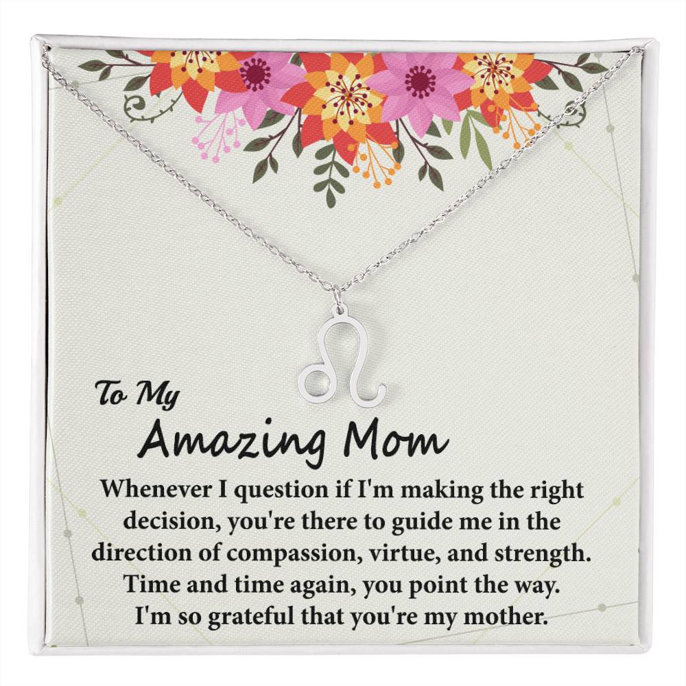 To My Amazing Mom, Zodiac Symbol Pendant Necklace