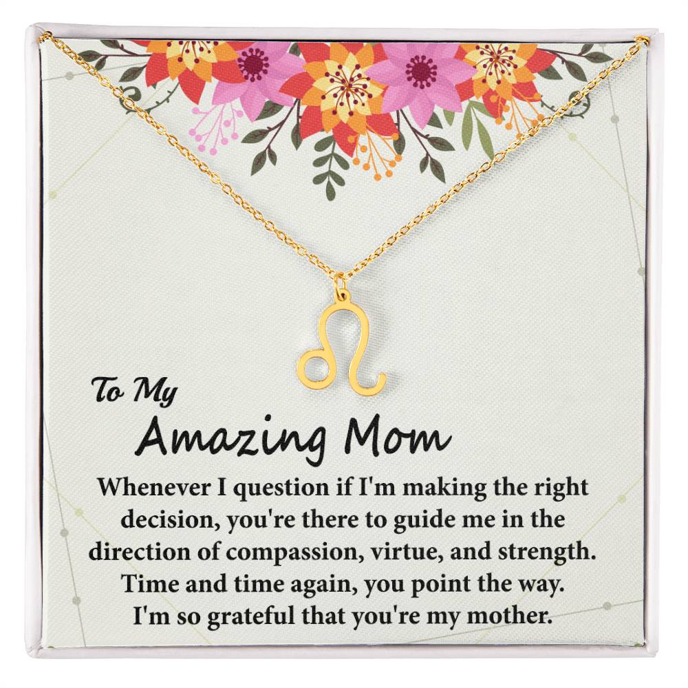 To My Amazing Mom, Zodiac Symbol Pendant Necklace