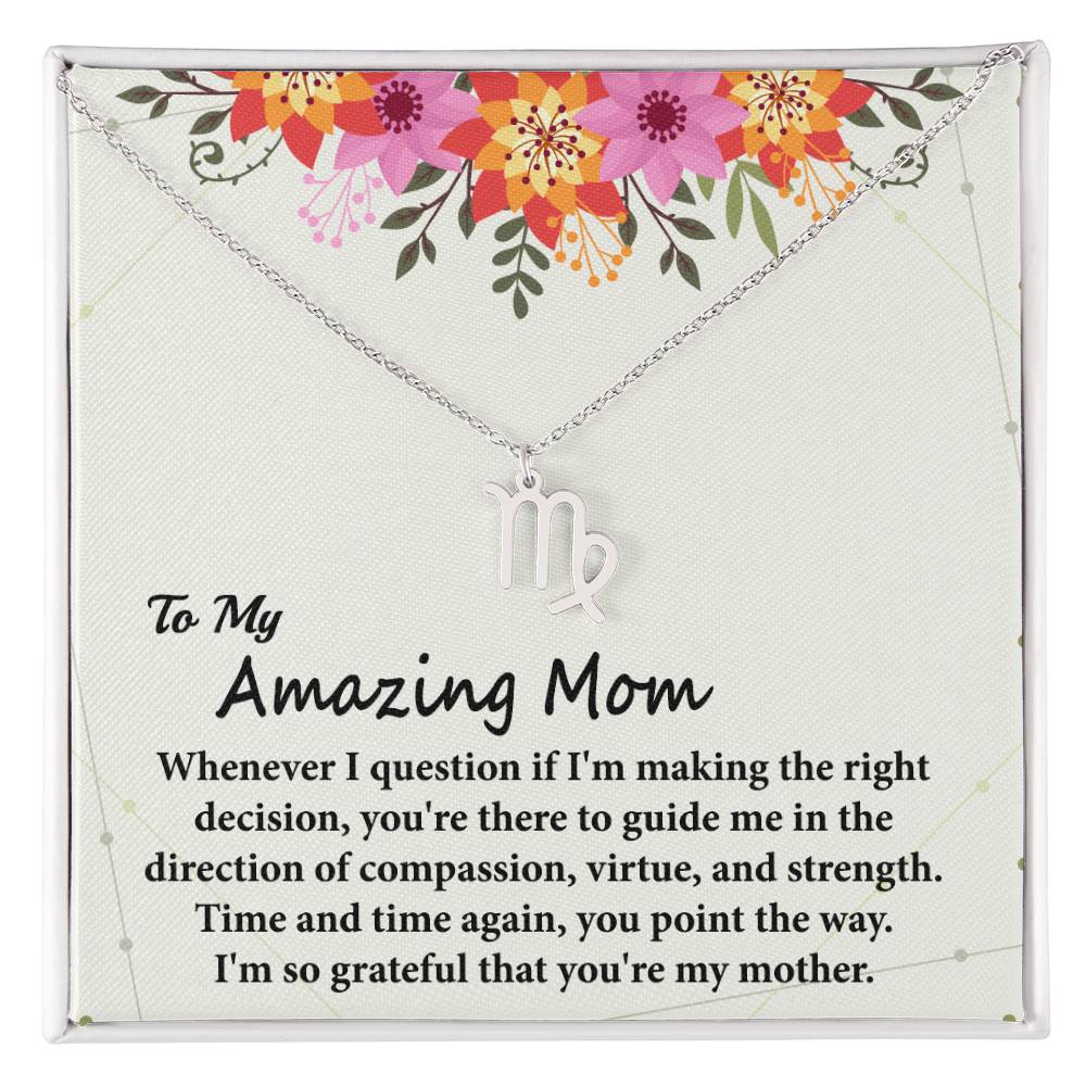 To My Amazing Mom, Zodiac Symbol Pendant Necklace