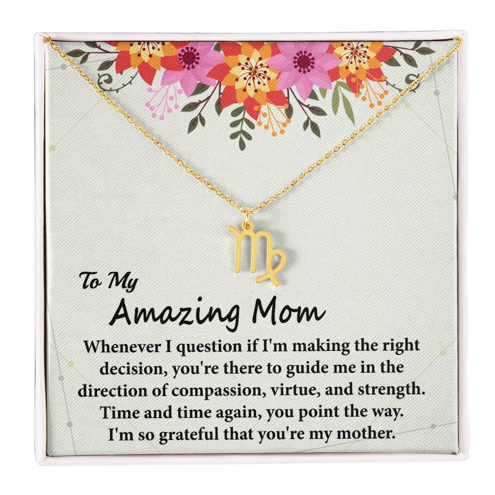 To My Amazing Mom, Zodiac Symbol Pendant Necklace