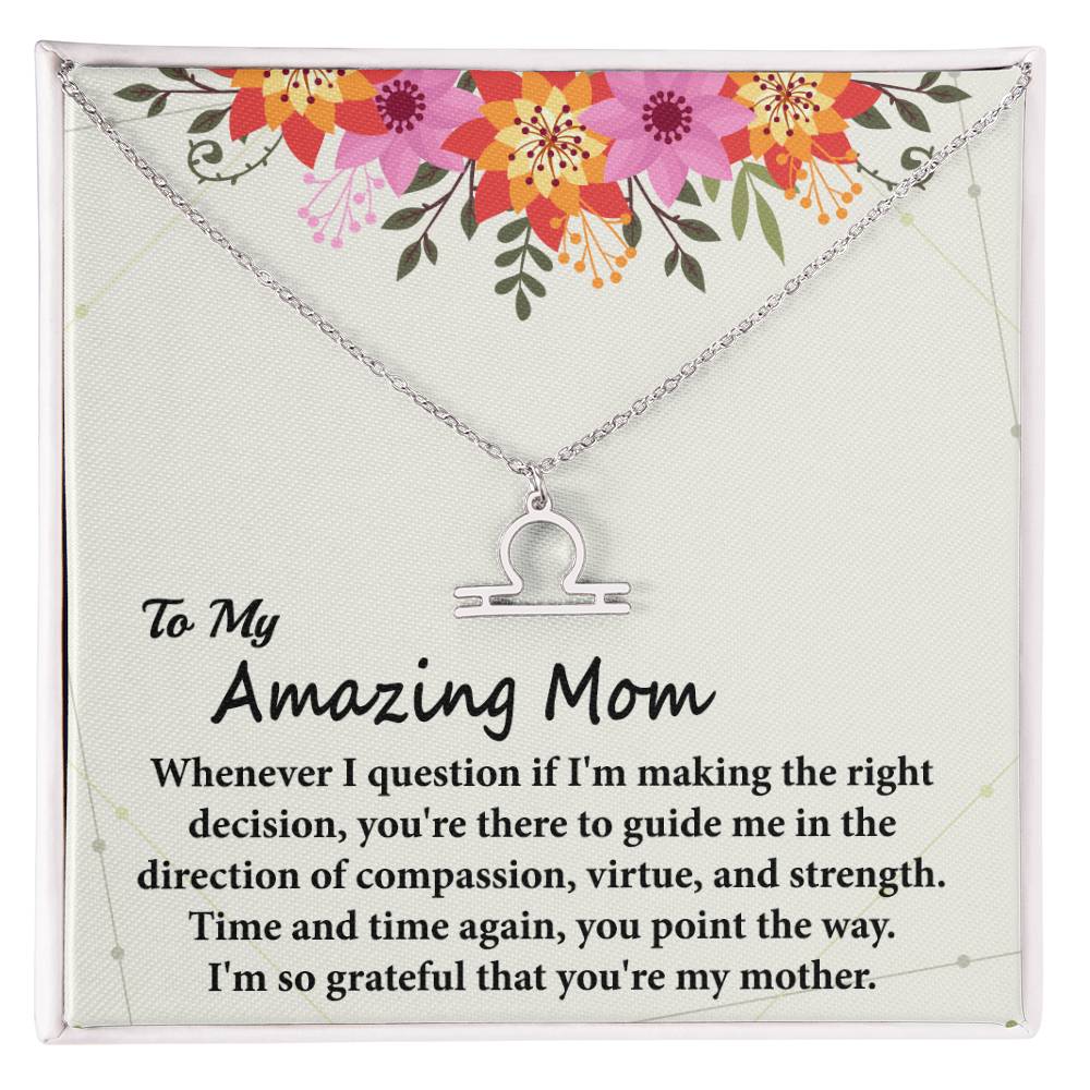 To My Amazing Mom, Zodiac Symbol Pendant Necklace