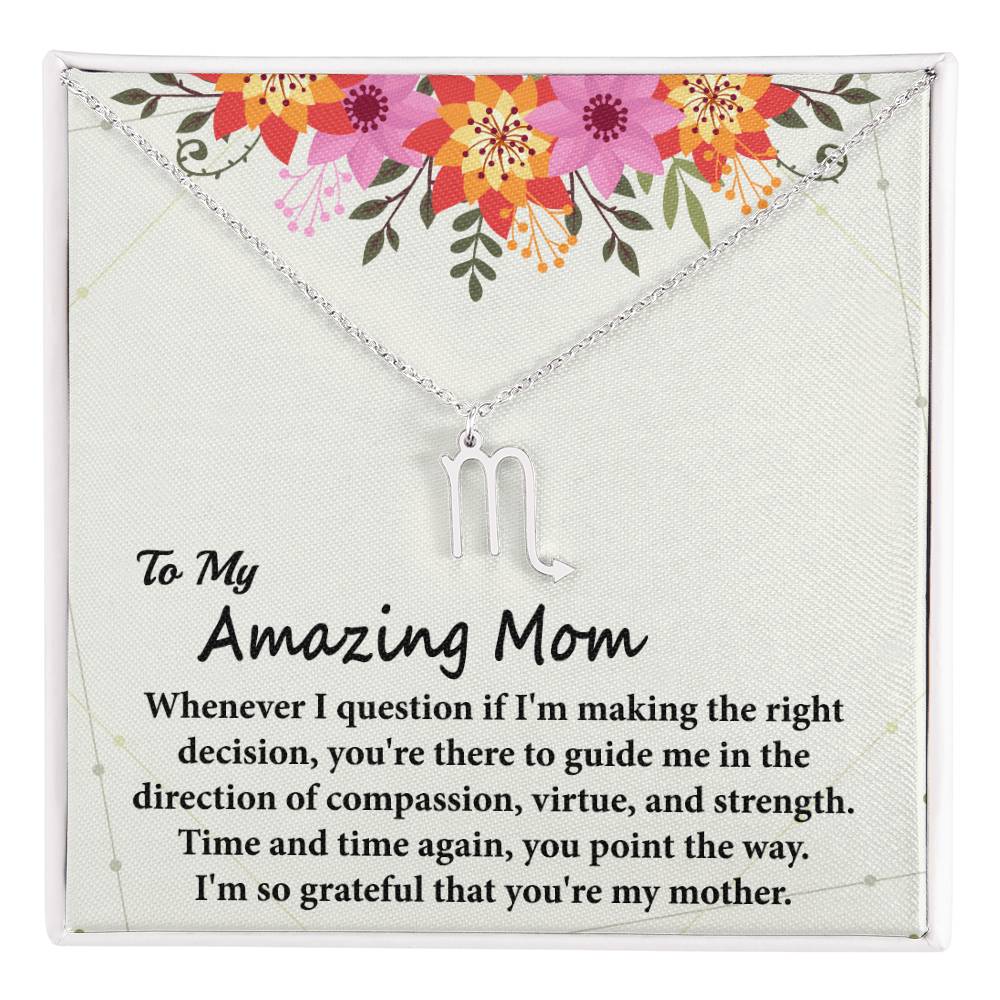 To My Amazing Mom, Zodiac Symbol Pendant Necklace