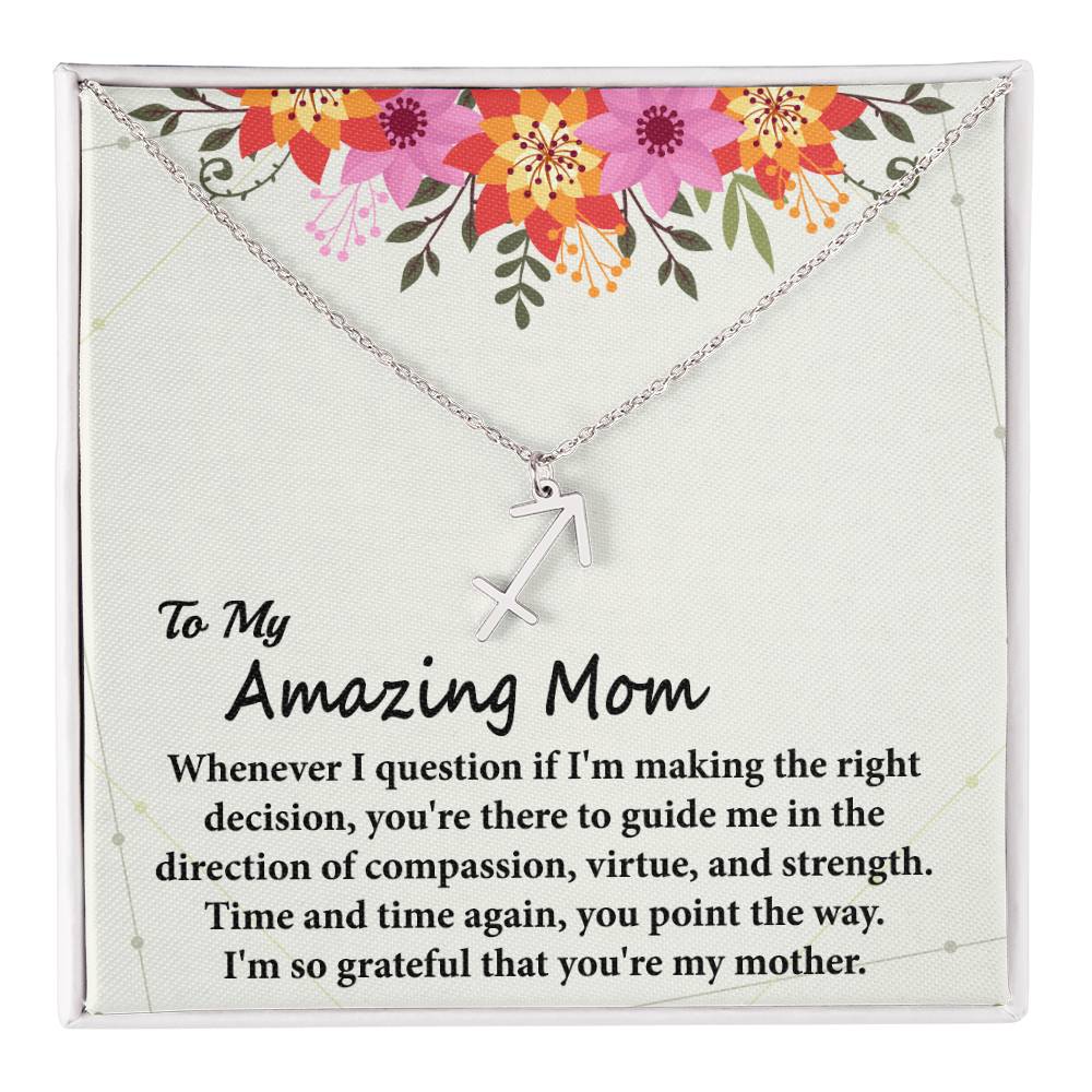 To My Amazing Mom, Zodiac Symbol Pendant Necklace