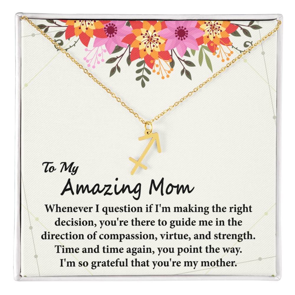 To My Amazing Mom, Zodiac Symbol Pendant Necklace