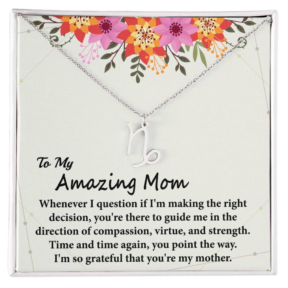 To My Amazing Mom, Zodiac Symbol Pendant Necklace